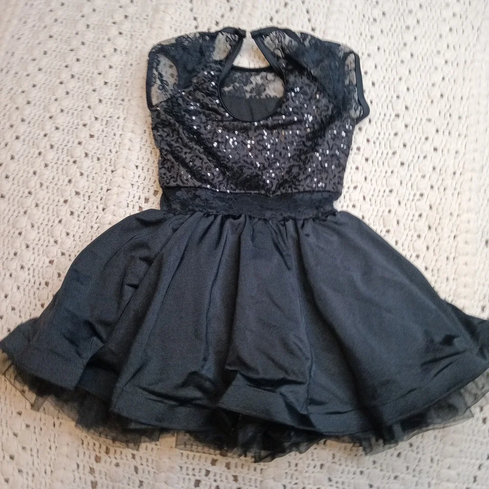Weissman Dance‎ Costume IC Black Rhinestone Leotard Recital Competition Sequin